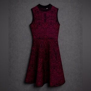 🍷 Xhilaration Burgundy & Black Knit Fit & Flare Dress | Size